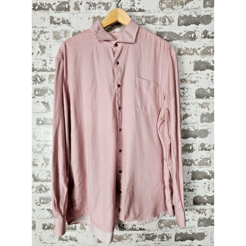 Johnnie-O Button Down Shirt Mens XXL Red Geometric‎ Micro Print Preppy Office